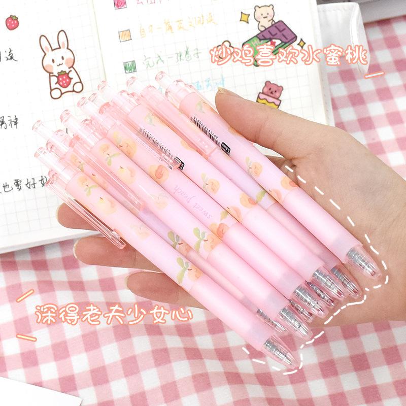 

Press The Neutral Pen Lovely Peach Black 0.5 Student Specific Examination Water Signature Stationery Gel Pens