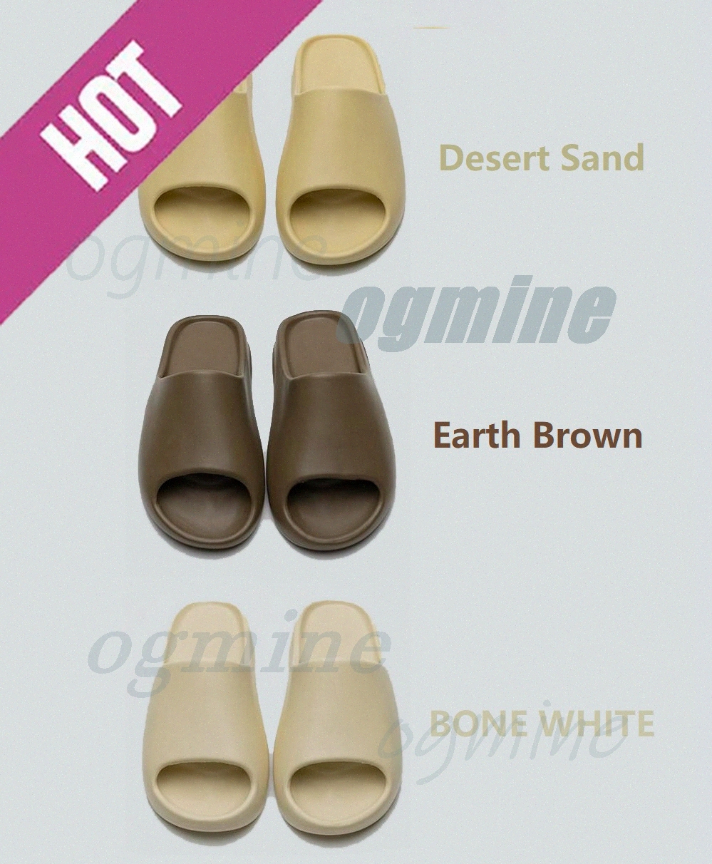 

With Box Slippers kanye sandals shoes triple black white slides sock bone resin desert sand earth brown men womens west slipper sneakers #1jmJ#, (3piar random color)