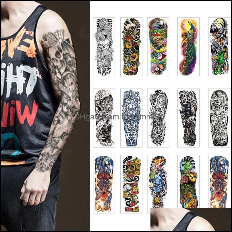 

Tattoos Body Art Health & Beautywaterproof Temporary Tattoo Sticker Eye Clock Bird Pagoda Fl Arm Large Size Fake Flash Sleeve Tatto For Men