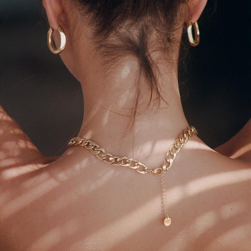 

Chains LARGE CHAIN NECKLACE Stainless Steel Gold-plated Non-fading, Silver