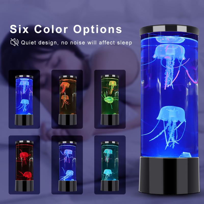 

Table Lamps LED Jellyfish Lamp Bedside Night Light Color Changing Tank Aquarium Relaxing Mood Lights Lava Kids Gifts