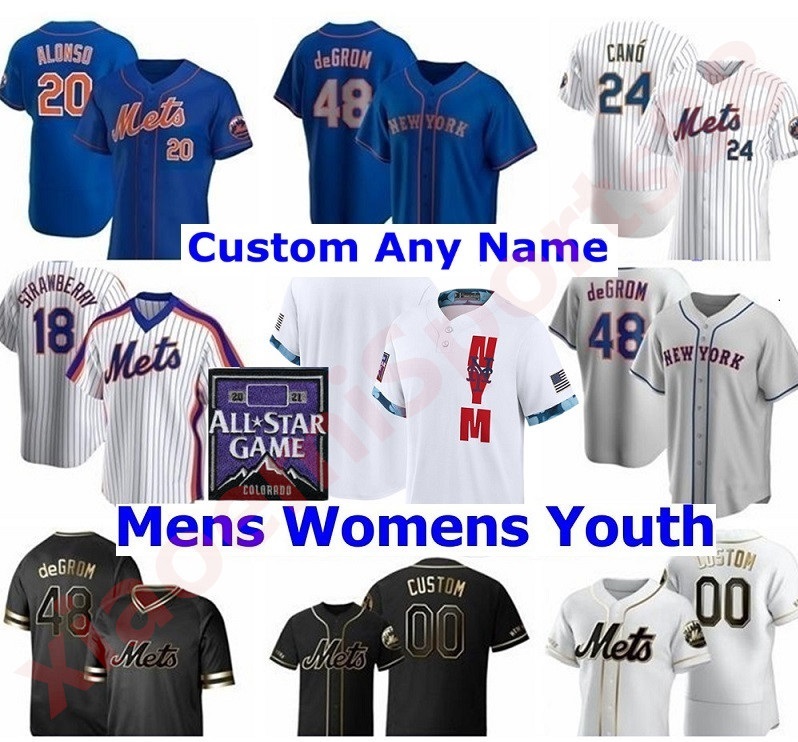 

New Men Women kids youth York Pete Alonso Mets 2021 All-Star Game Baseball Jersey 48 Jacob deGrom Darryl Strawberry Keith Hernandez Dwight Gooden 31 Piazza, As shown in illustration