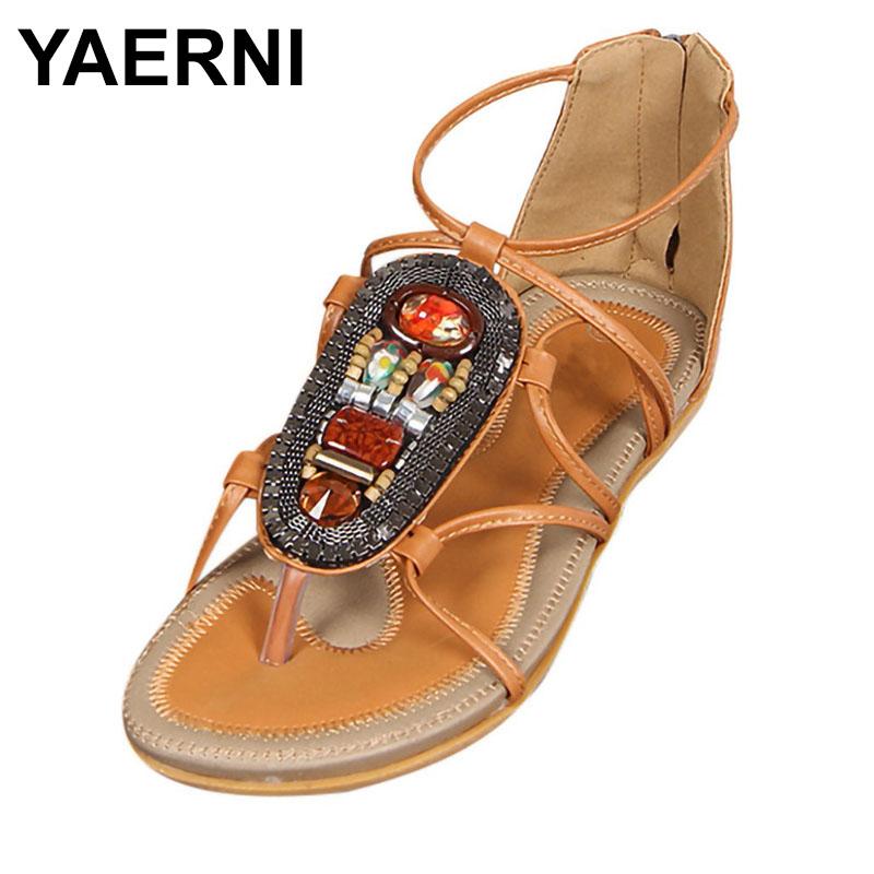 

2021Women Roman Sandals Summer Bohemian National Style Flat Beaded Open Toe Shoes Wedding Party Sexy ZapatosE1137, Black