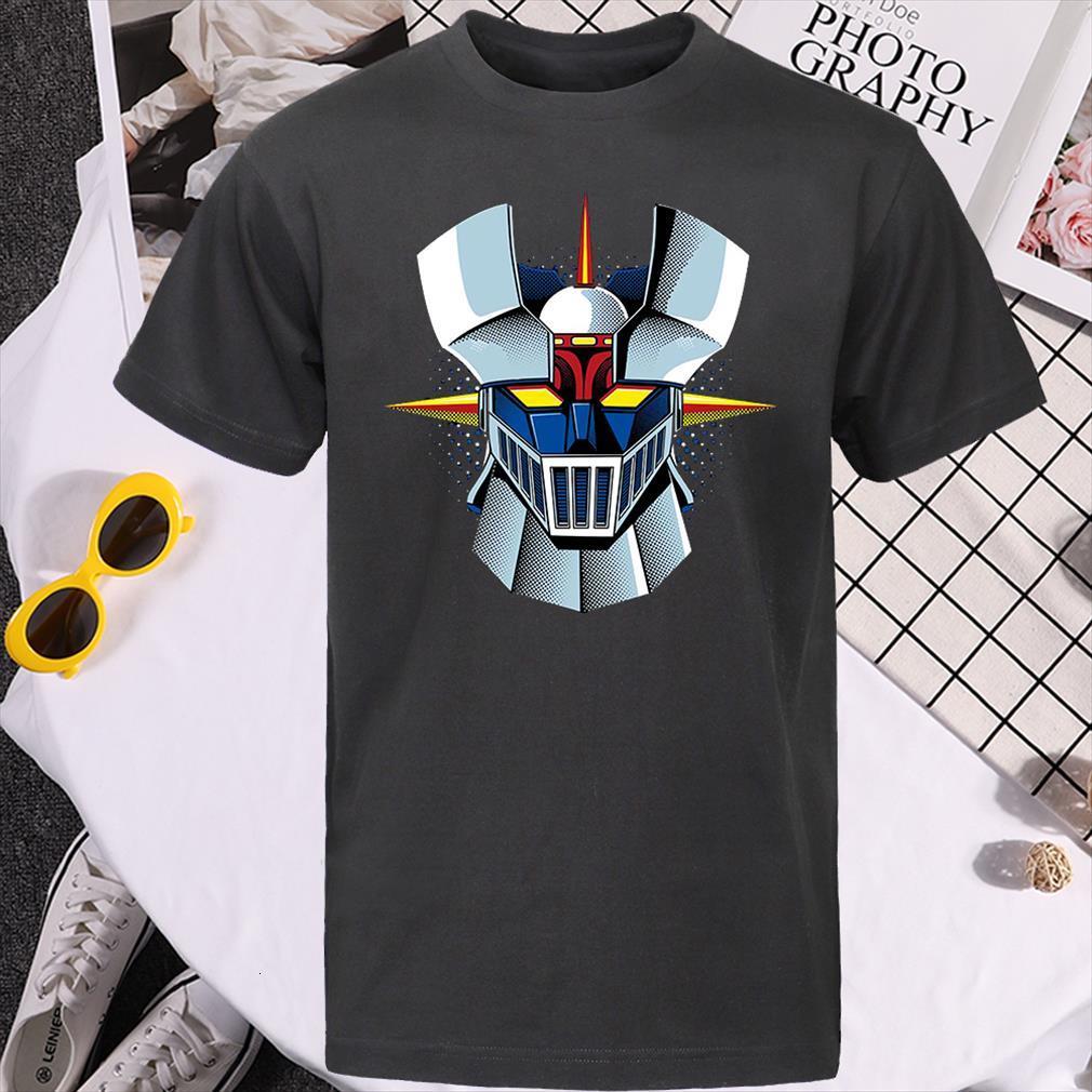 

anime mazinger z cotton graphic men t shirt camisas summer round neck short sleeve tee streetwear, White;black
