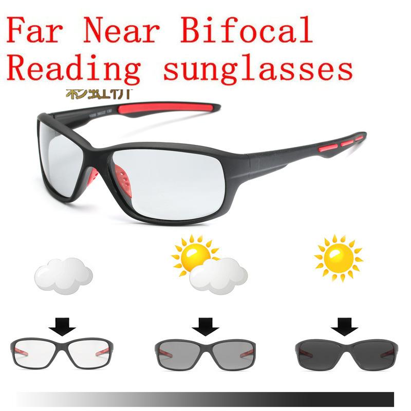 

Sunglasses MINCL/ Transition Pochromic Bifocal Reading Sun Glasses Men Multifocal Presbyopia Square Sports Diopter 1.0 2.5 NX