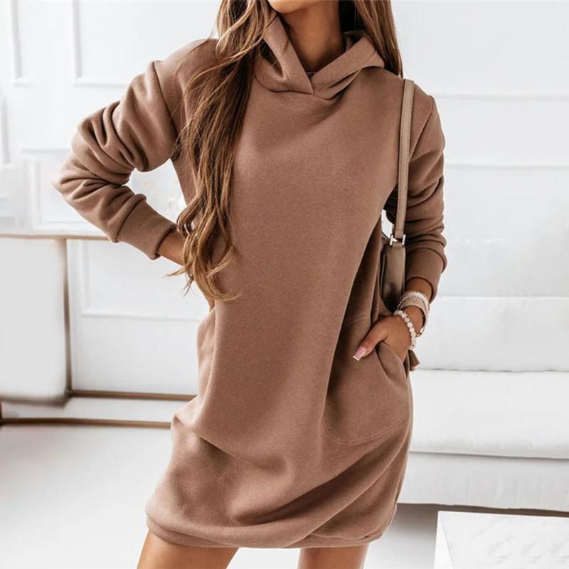 

Casual Dresses Plus Size 2022 Women Dress Winter Thick Simple Hoodie Oversized, Black;gray