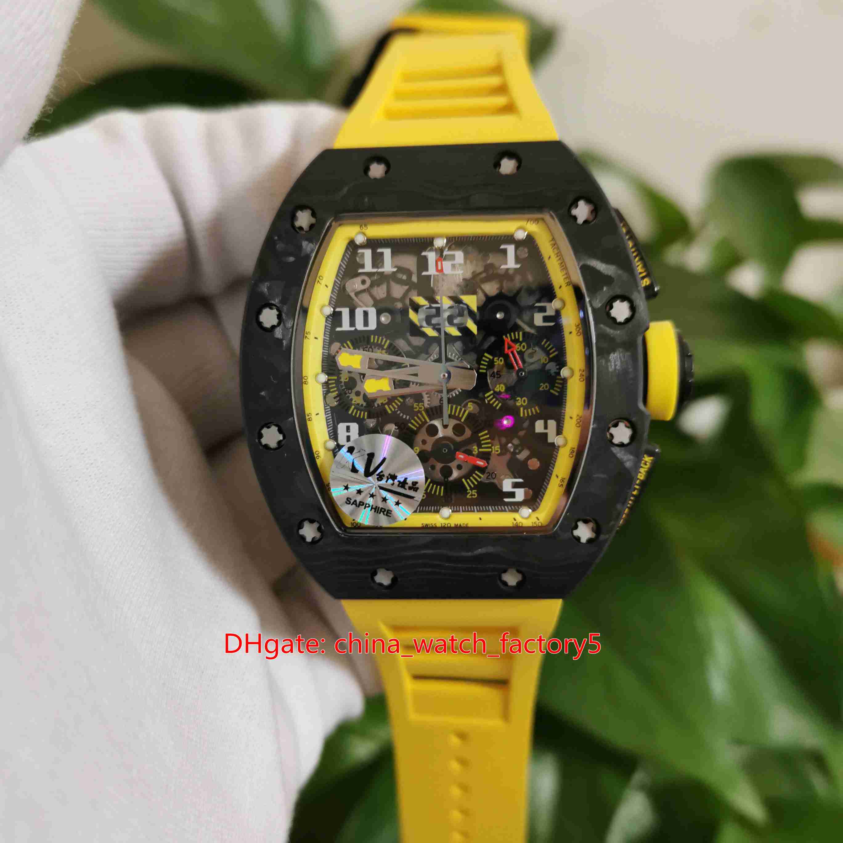 

KV Factory Perfect Version Watches 50mm x 44mm RM 011 RM011 Skeleton NTPT Carbon Fiber Transparent Mechanical Automatic Mens Watch Men's Wristwatches, No box papers