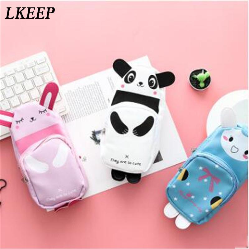 

1Pc Cosmetic Bag Kawaii PU Waterproof Cartoon Panda And Zipper Pencil Makeup Case Children Gift Stationery Bags & Cases