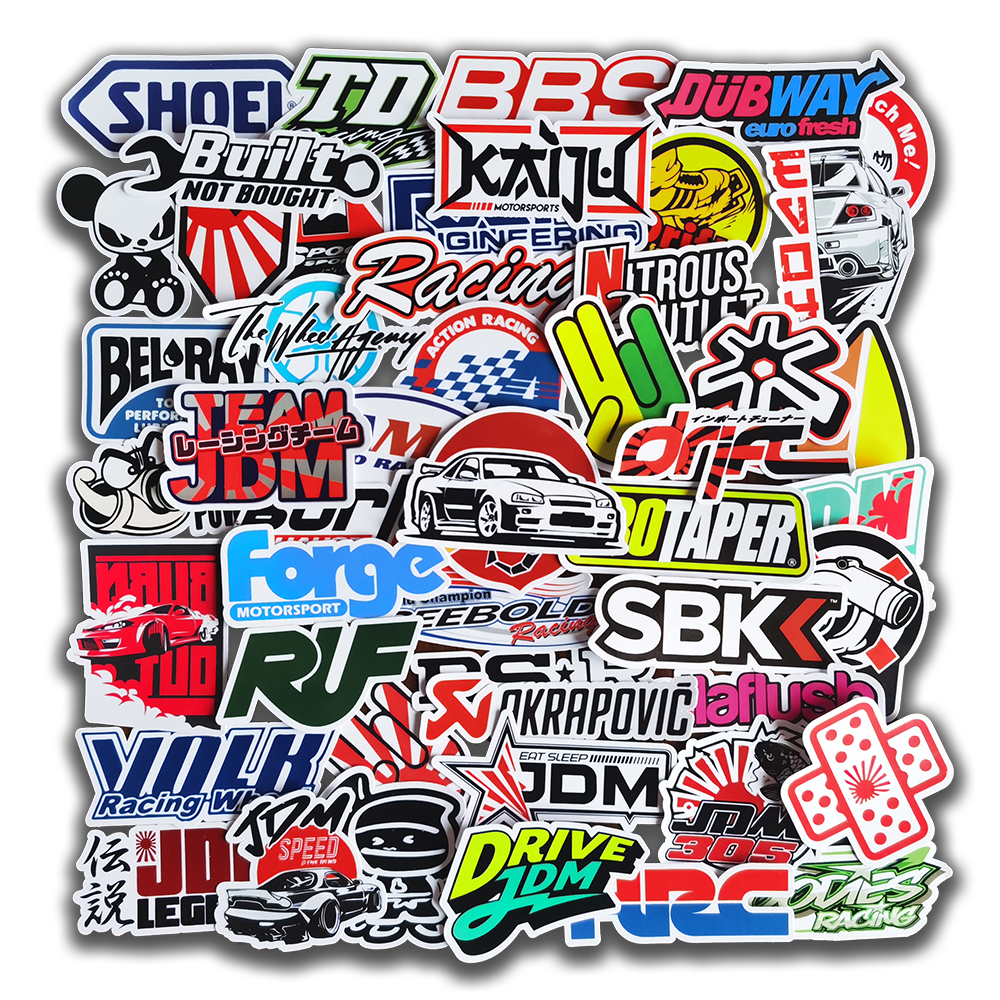 

Car sticker 10/50/100pcs Cool Car Styling JDM Modification Stickers for Bumper Bicycle Helmet Motorcycle Mixed Vinyl Decals Sticker Bomb, 10 pieces trial set