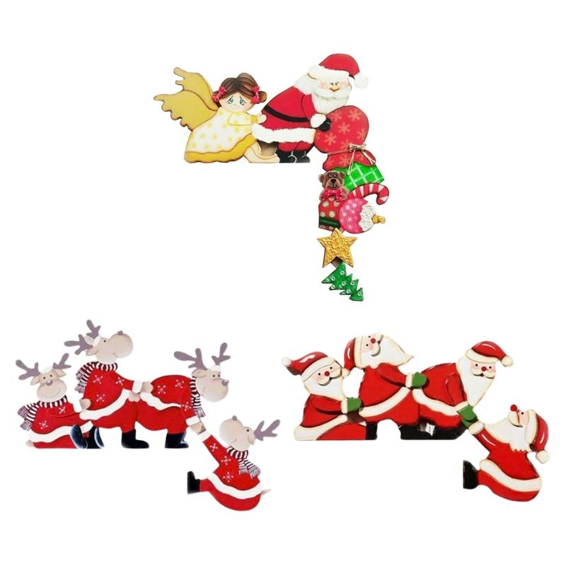 

Christmas Decorations Door Decoration Funny Decorative Wood Santa Reindeer For Frames Xmas Gift Ornaments