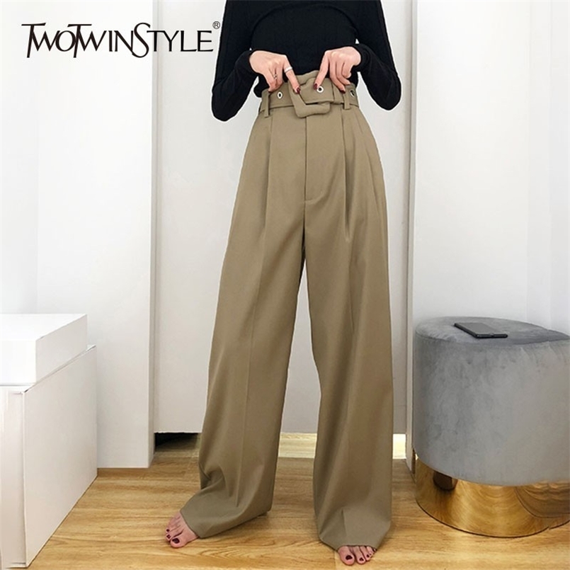

Casual Black Trousers For Women High Waist Bandage Wide Leg Pants Female Spring Autumn Korean Fashion 210521, Black pants