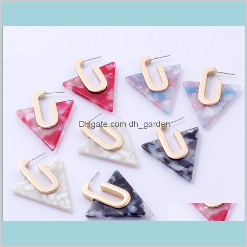 

Dangle Chandelier Drop Delivery 2021 Simple Geometric Acetate Stud For Women Bohemia Colorful Triangle Acetic Acid Earrings Fashion Jewelry G