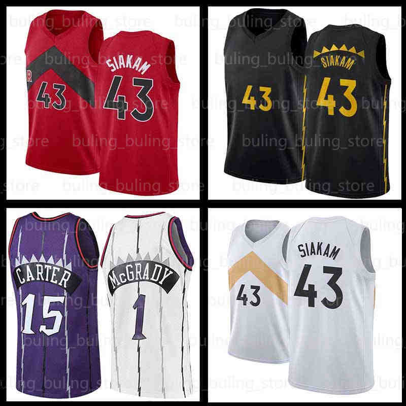 

43 Pascal 15 Vince Siakam Carter Basketball Jersey 1 21 2022 Tracy Marcus Toronto''Raptors''McGrady Camby Mens Youth Nor, Black;red