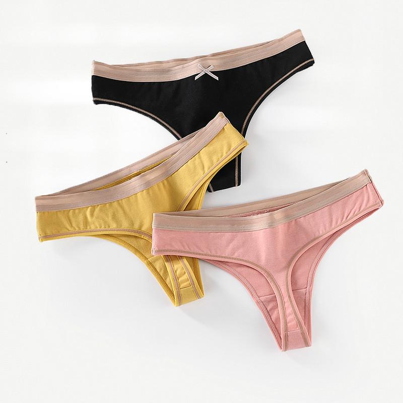

Women's Panties Underwear Sexy Ladies Mulberry Silk Cotton Antibacterial Sports Wind T-pants Low-waist Seamless Thong, Black