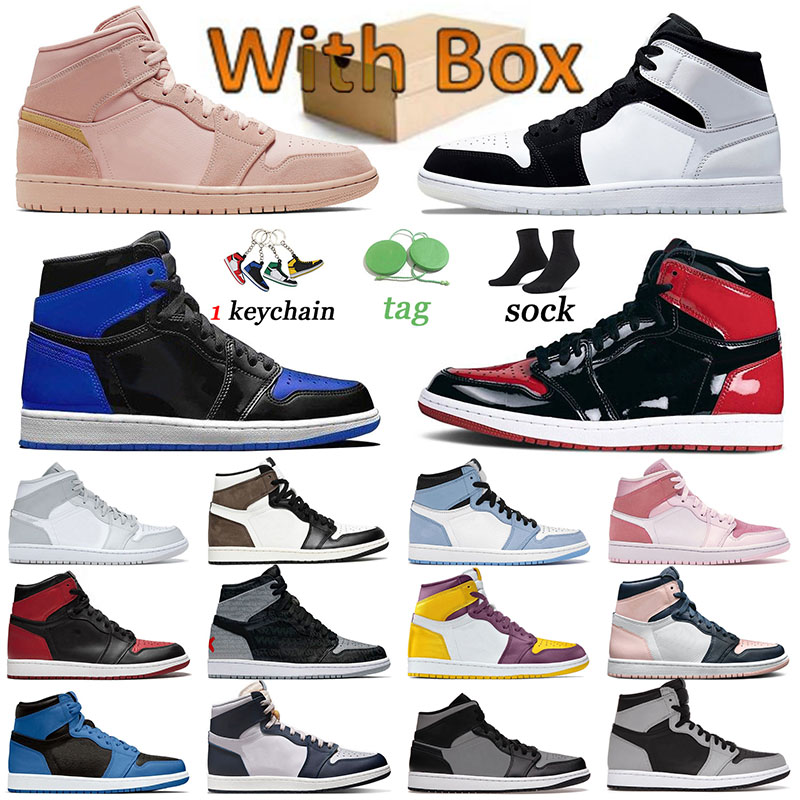 

Jumpman 1 Basketball Shoes Designer Woman Bred Patent Royal Blue Brotherhood Grey Camo Diamond Shorts Men Trainers Rebellionaire Shadow UNC Banned 1s Sneakers US 12, B4 digital pink 36-46