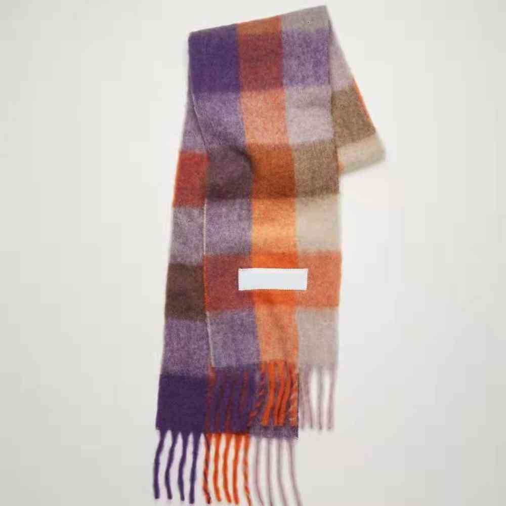 

European and American plaid circle yarn scarf fashion simple lengthened thickened