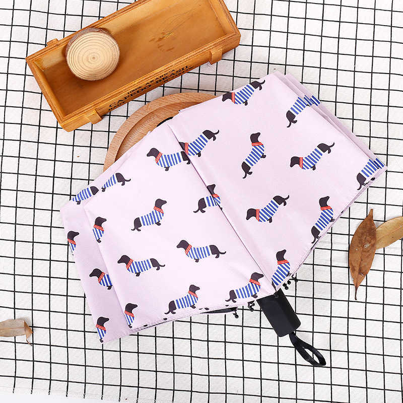 

Striped Dog Umbrella Pocket Umbrella Three Folding Fresh Party Streak Dogs Parasol Sunny Rainy Pink Umbrellas Women H1015
