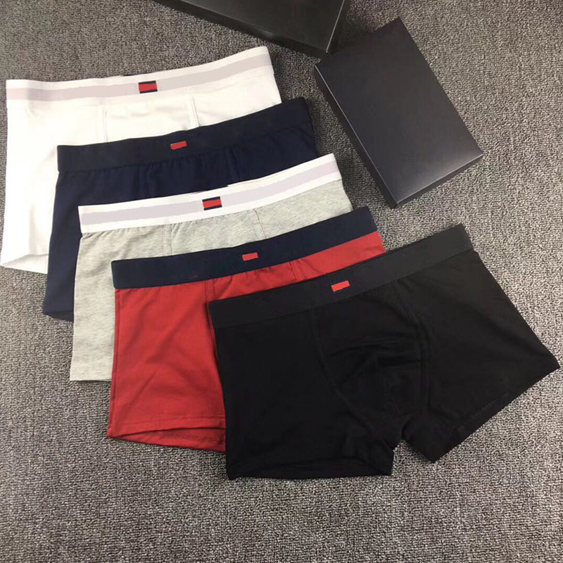 

Solid Color Cotton Underpants Designer Men Home Boxers Personality Elastic Waist U Convex Underwear without Box, Black