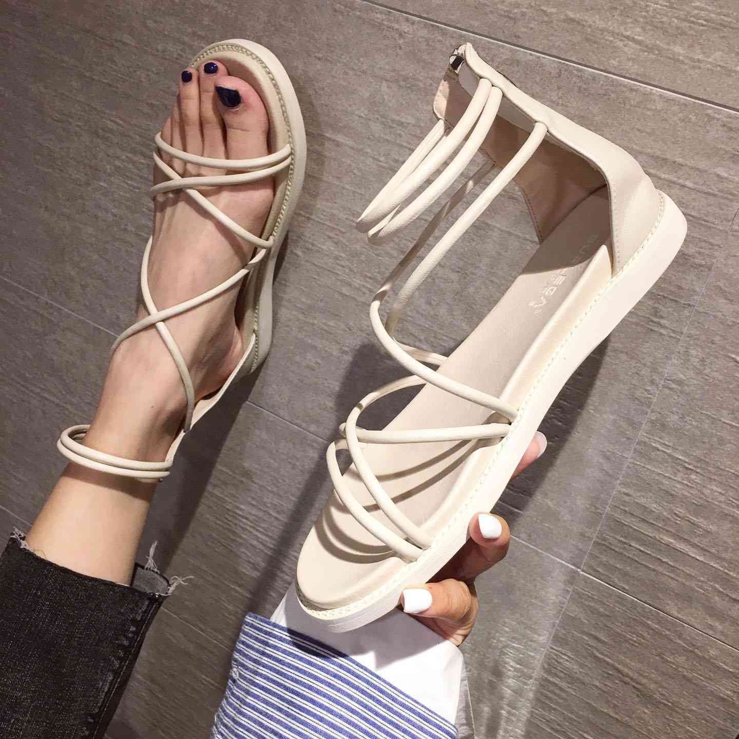 

toe Roman open Slippers 8500-2 flat shoes sandals women's 84BW, 1# shoe box