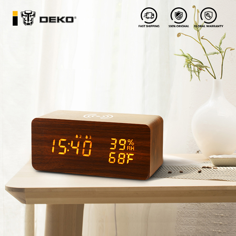 

DEKO Powered Tabe ed USB Battery Charger Totoro Usb Desktop Wake Up Bedroom Eectronic Wooden Aarm Cock Digita