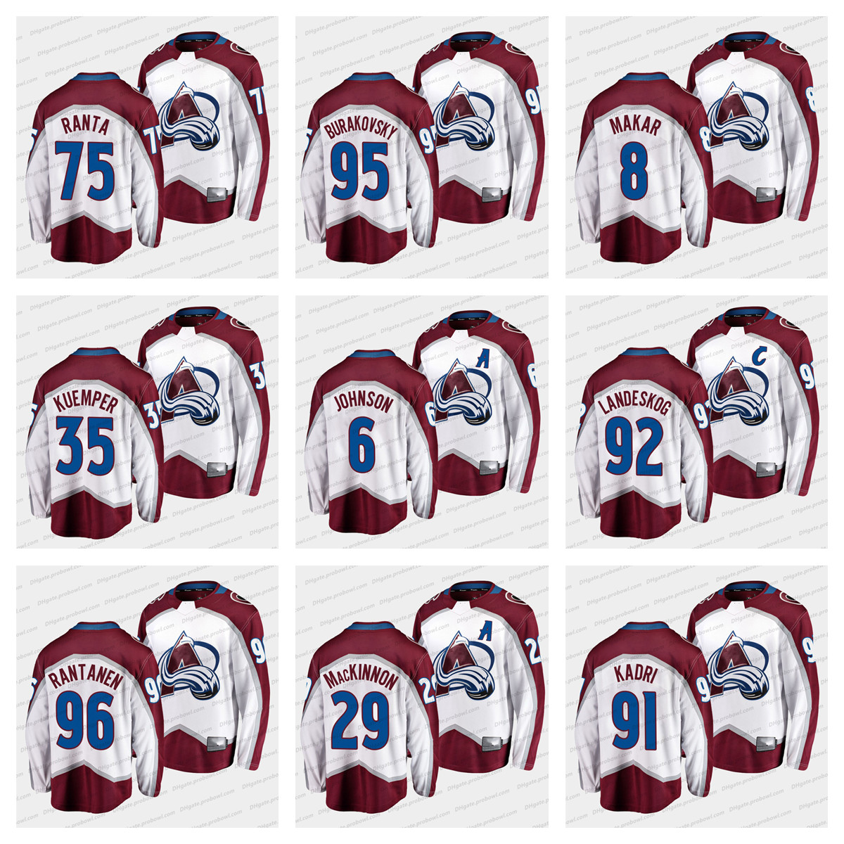 

Nathan MacKinnon 21-22 Colorado Avalanche White Jersey Gabriel Landeskog Andre Burakovsky Nazem Kadri Cale Makar Gabriel Landeskog Sampo Ranta Rantanen Francouz, Womens away white s-xxl
