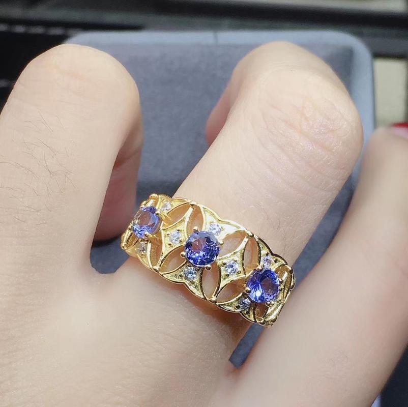 

Elegant Gift For The Wedding Design 100% Real And Natural Tanzanite Rings 925 Sterling Silver Fine Jewelry Cluster