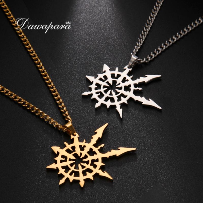 

Pendant Necklaces Dawapara Chaos Star Stainless Steel Necklace Magic Symbol Mark Of Men Talisman Punk Jewelry