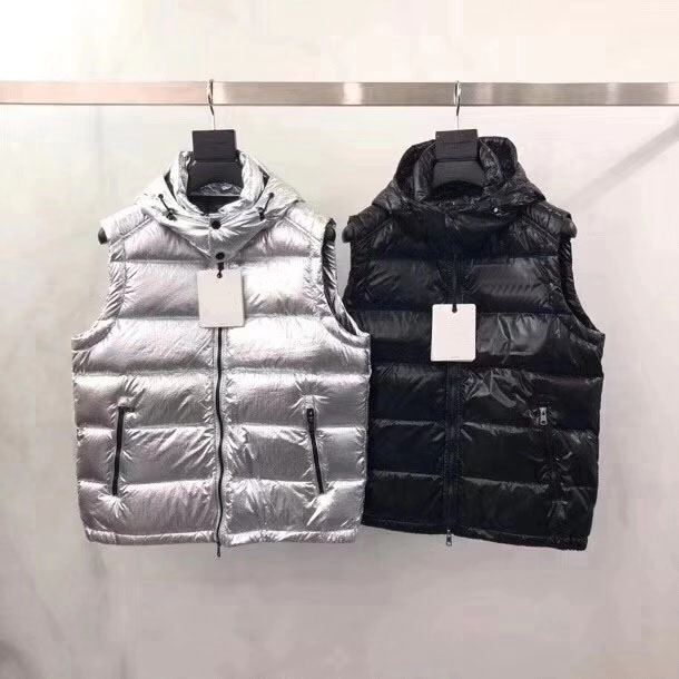 

fashion men and women vest designer down vests classic hat detachable men's vestes size s-2xl, Black;white