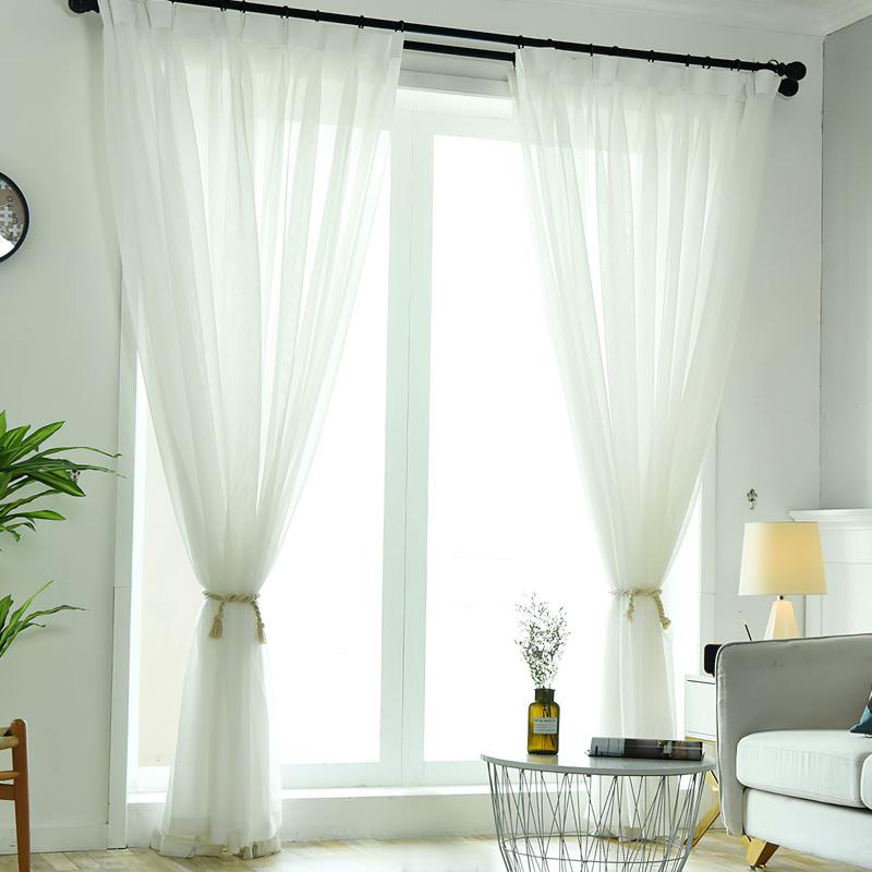 

Curtain & Drapes White Sheer Super Soft Washable Yarn Window Screening Drape Elegant Translucent Voile