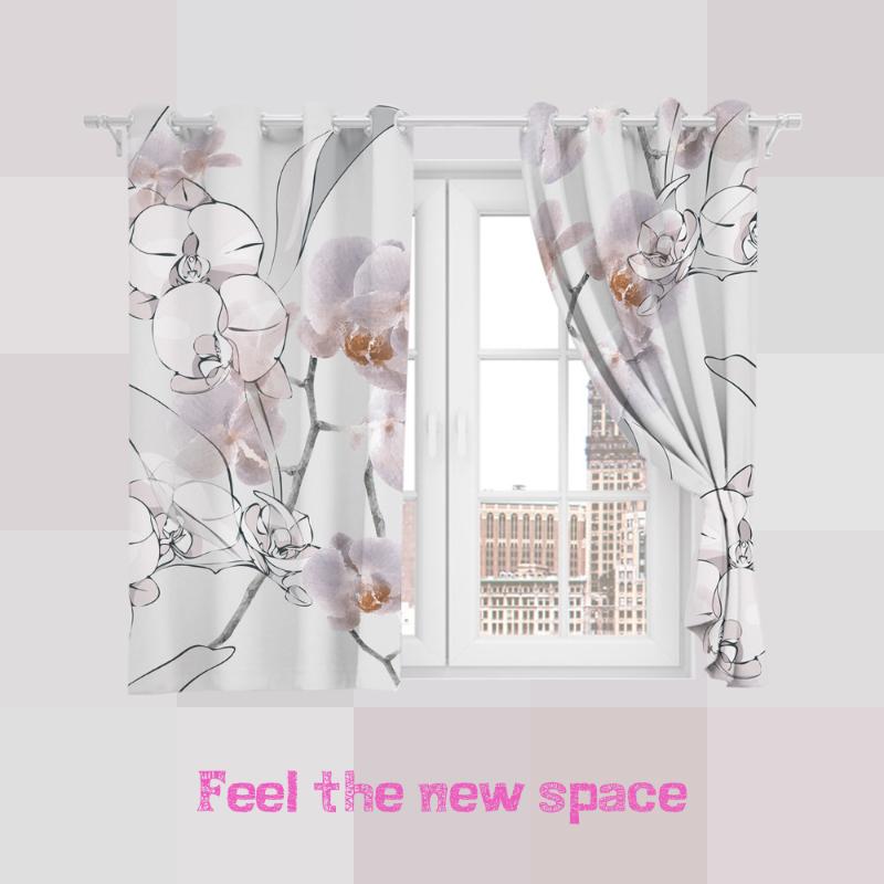 

Curtain & Drapes Perforated Hook 3D Blackout Curtains Buff White Undertint Flower Custom Full Sunscreen Windows Bedroom Living Room Decorati