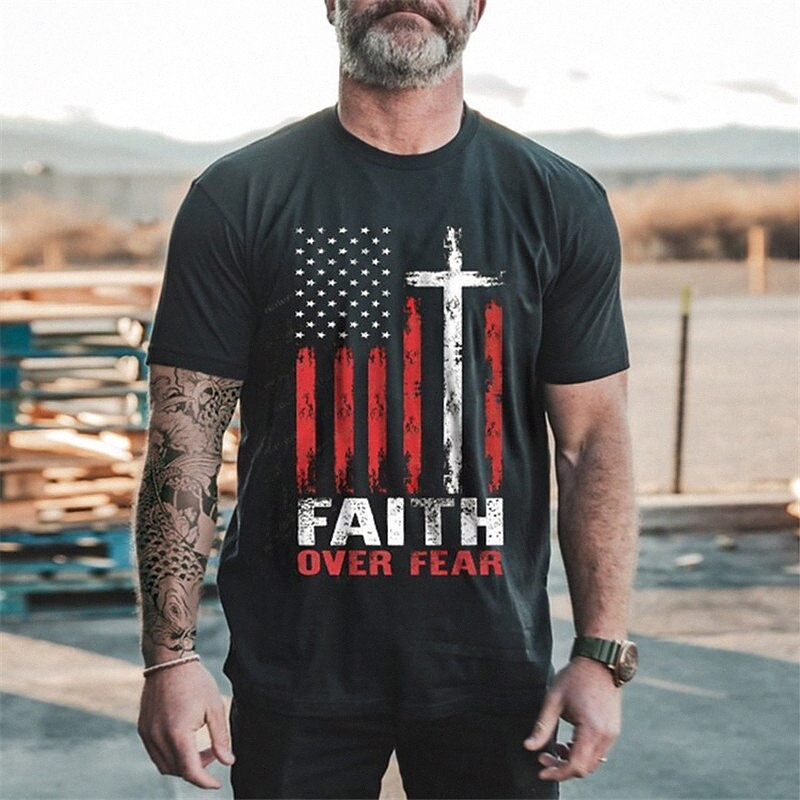 Men's T shirt Hot Stamping Graphic Flag Crew Neck Casual Daily Print Short Sleeve Tops Lightweight Fashion Big and Tall Sports Blue Red Q7pY
