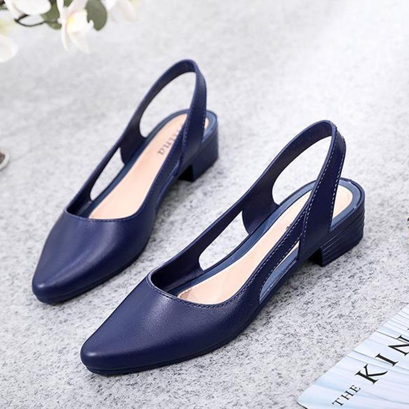 

Fashion Shallow Sandals Mid-low Heel Non-slip Women Heels Office Lady Soft Sole Candy Color Work Shoes Breathable Casual, Apricot