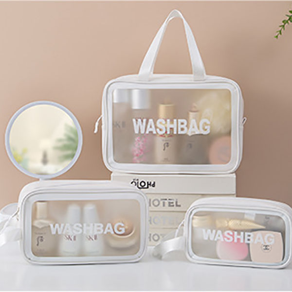

Wholesale Transparent Cosmetic Bags Travel Storage PVC Toiletry Bag Fashion Waterproof Large Capacity Handheld Beauty Makeup Remover Organizer, Pink