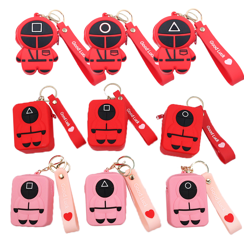 

Squid Game Masked Man Silica Gel Keychain Bag Popits Fidget Toys Push Bubble Antistress Adult Children Pendant Decoration Gifts