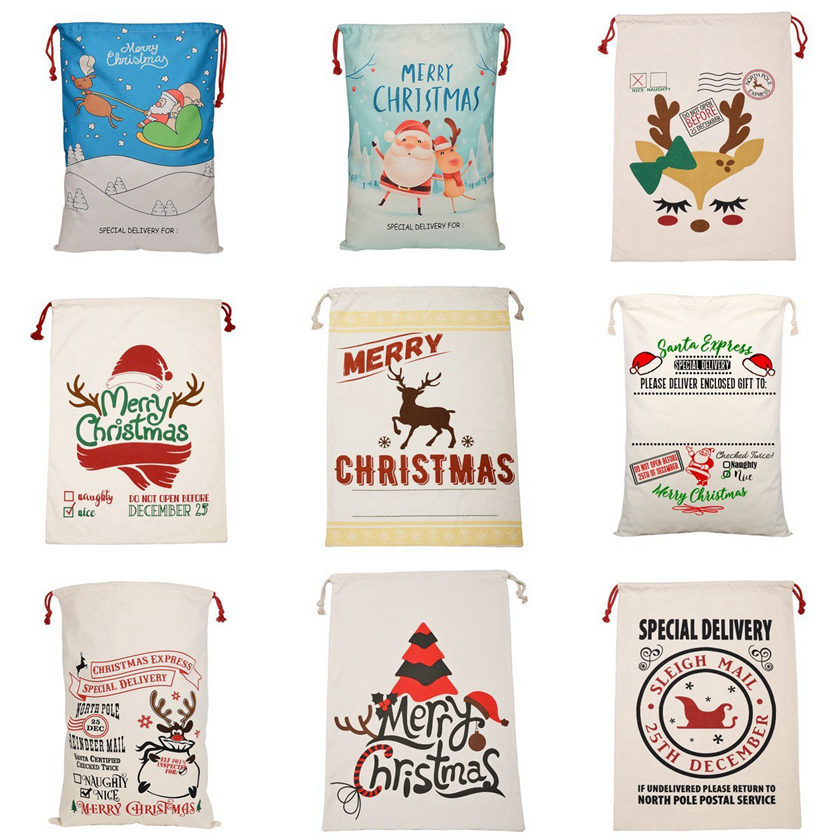 

Christmas Gift Bags Canvas Cotton bag 39 Styles Santa Sack Drawstring Bag ZZA3426 Send By Sea