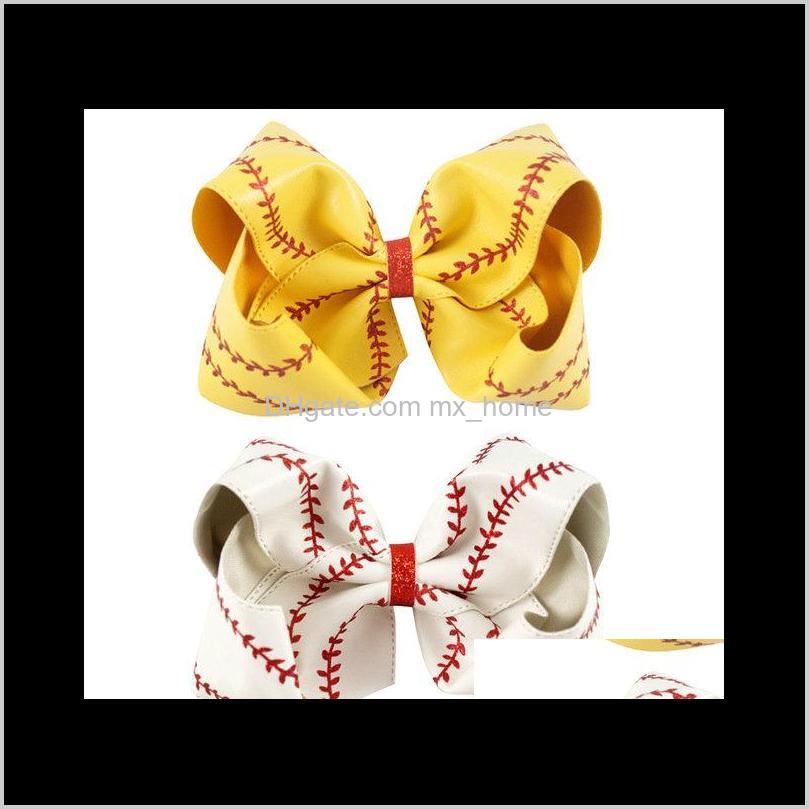 

7Inch 8Inch Large Softball Team Baseball Cheer Bows Knot Hairbands Handmade Ribbon And Leather Bow For Cheerleading Girls Fkj8Y Access V3Ye2, As photo