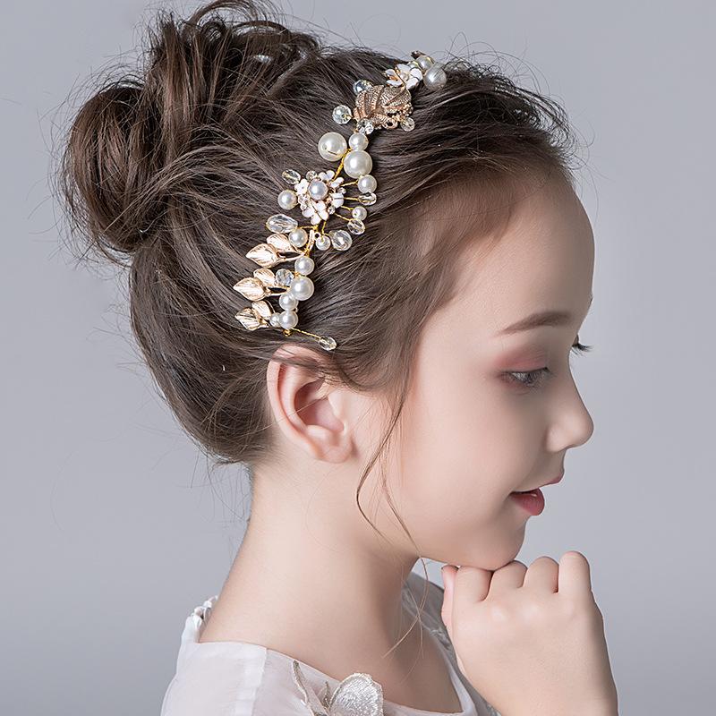 

Hair Clips & Barrettes Children's Headwear Wedding Dress Accessories Girls Pearl Headband Hairpin Wreath Birthday Performance