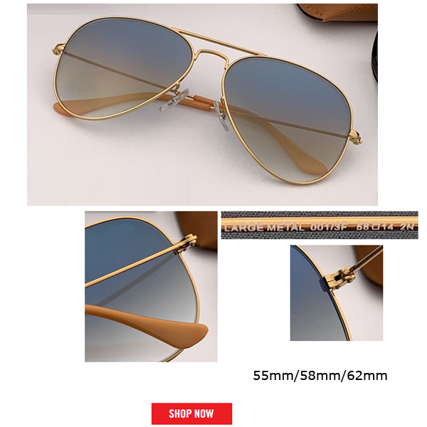 

2021 Vintage aviation gradient brown Style Sunglasses top Quality real Glass Lens 58mm 62mm Brand Design Sun Glasses Oculos De Sol UV400 gafas 3025 sunglass