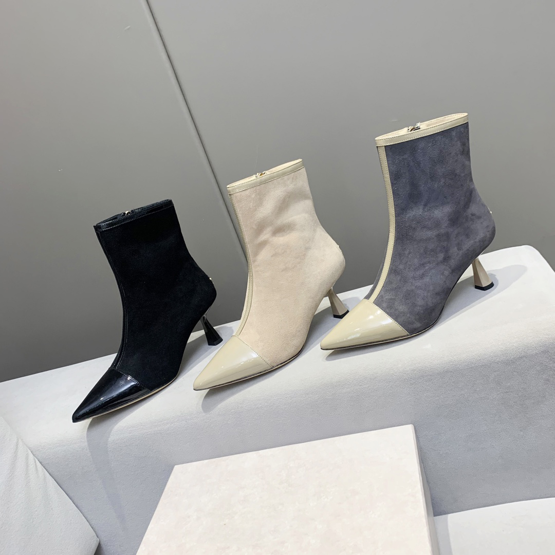 

new patent leather and Suede Ankle Boots Splicing high-heel fashion sexy zipper boot designer women shoes lady high heels KIX/Z 65, Style2