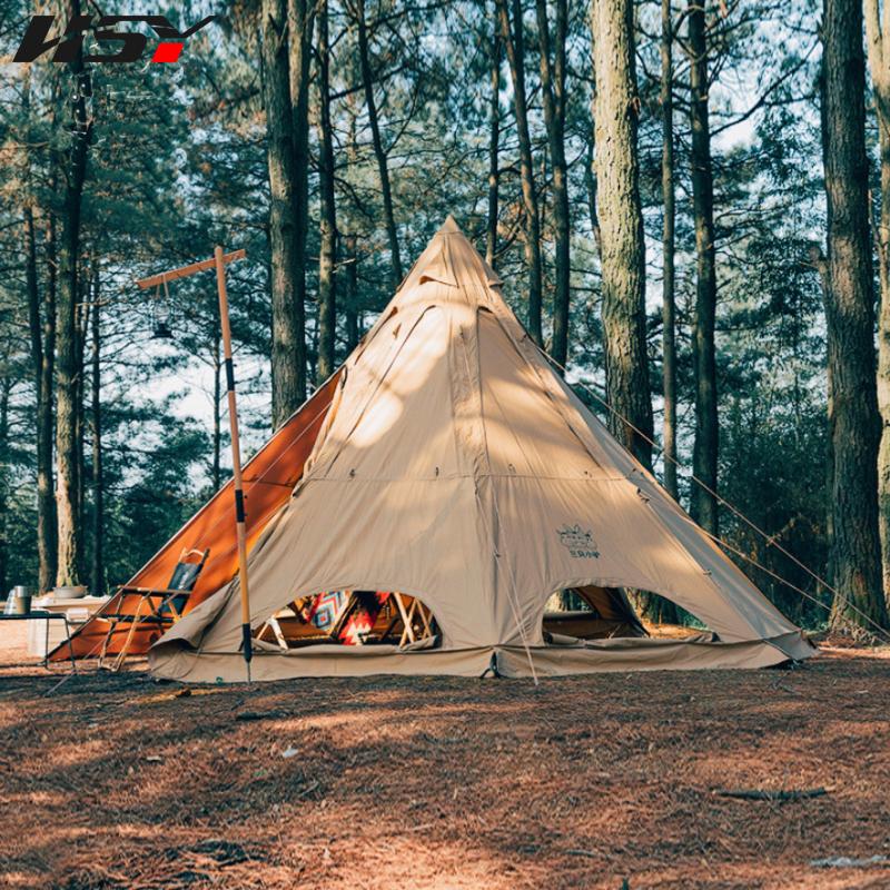 

Tents And Shelters Upgraded Camping Tent Cotton Octagonal Pyramid Big Space 5-8 Persons Outdoor Picnic Windproof Family Party Hunting