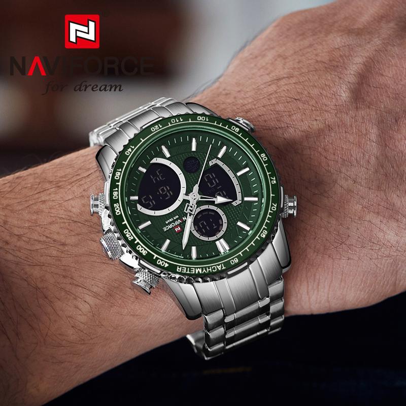 

Wristwatches Big Dial Naviforce Watches Men 2021 Top Men's Watch Sports Chronograph Male Relogio Masculino, Slivery;brown