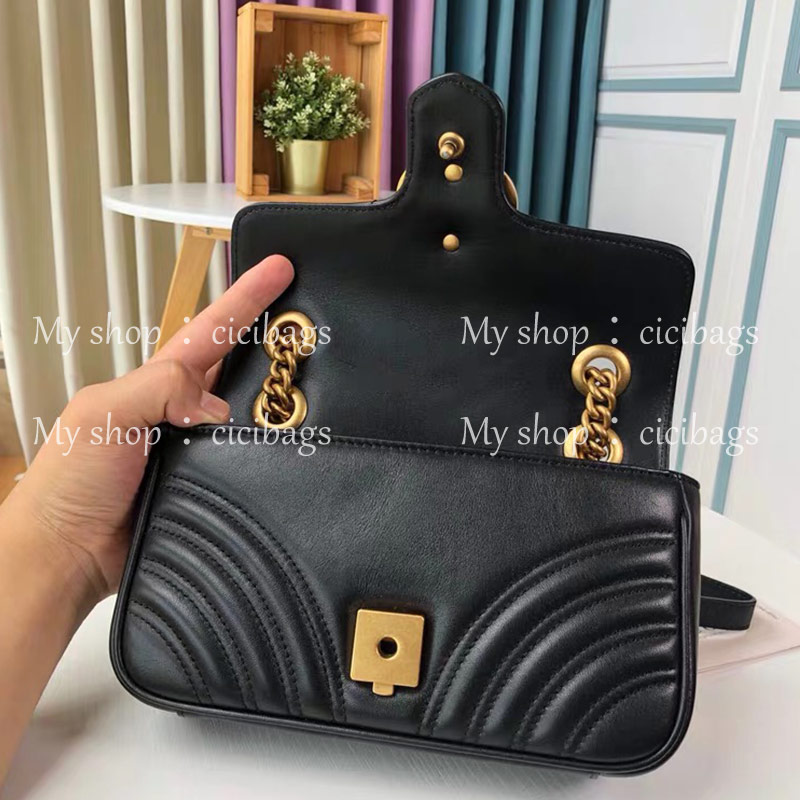 

designer luxurys fashion shoulder bags womens high quality genuine real leather flap gold chain lady clutch handbags purses messenger crossbody Marmont, Red