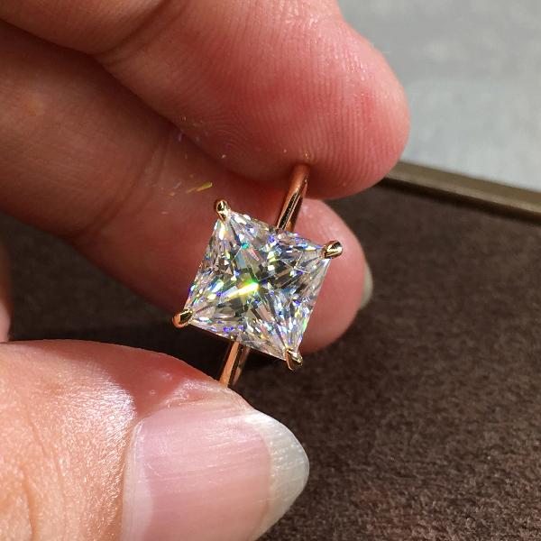 

Wedding Rings Dainty Female White Zircon Stone Ring Charm Gold Color Engagement Luxury Bride Crystal Square For Women
