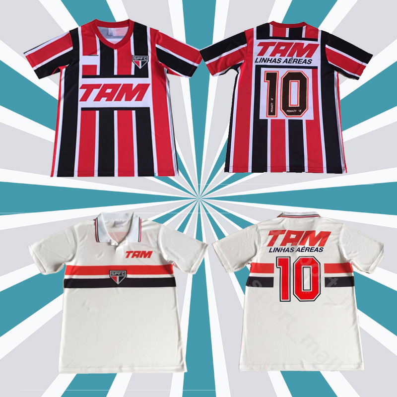 

92 93 Sao paulo Mens Soccer Jerseys ELIVELTON ANILTON Home White Away Red RETRO Football Shirt Camisetas de futebol Short Sleeve, Black;yellow