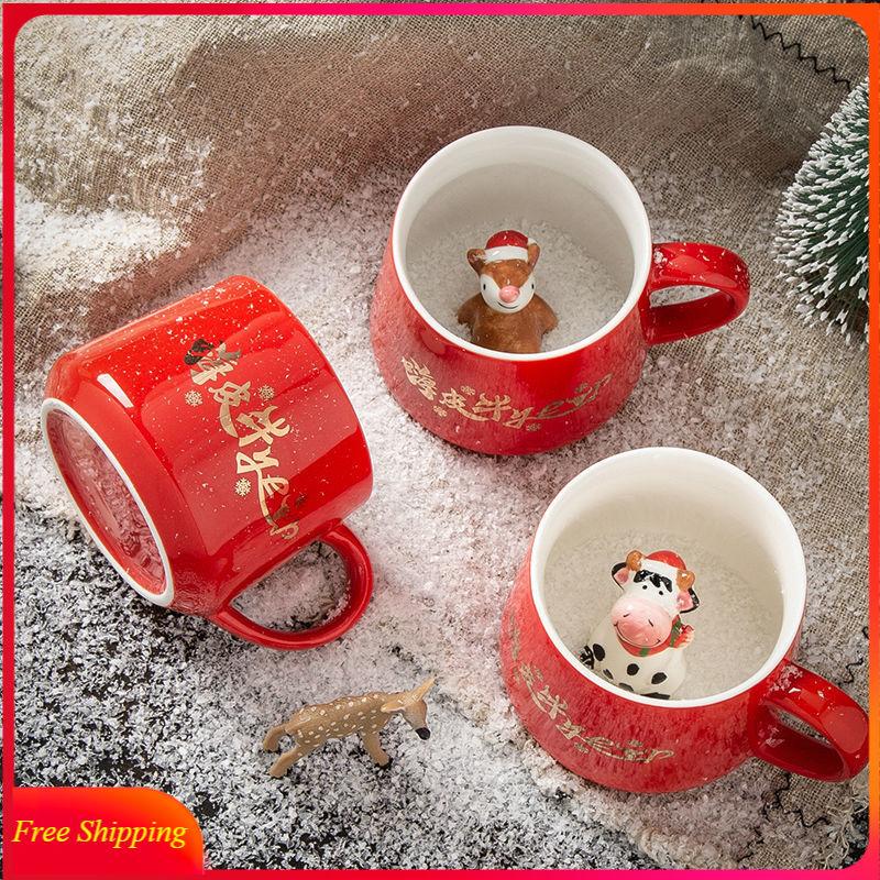 

Mugs Christmas Cute Cartoon Personality 3D Ceramic Cup Creative Couple Coffee Milk Animal Mug Present Gifts Tazas Cool Cups, Santa claus only cup