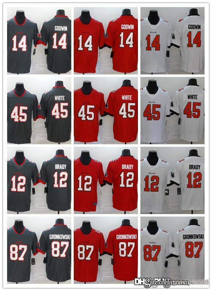 

Men Tampa Bay Buccaneer 12 Tom Brady 14 Chris Godwin 87 Rob Gronkowski 45 Devin White 13 Mike Evans Football Jerseys, Black;red