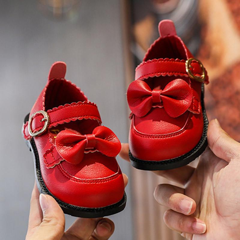 

First Walkers Fashion Autumn Girls Leather Shoes Solid Color Baby Girl Kids Sneakers Soft Bottom Non-slip Toddler, Black