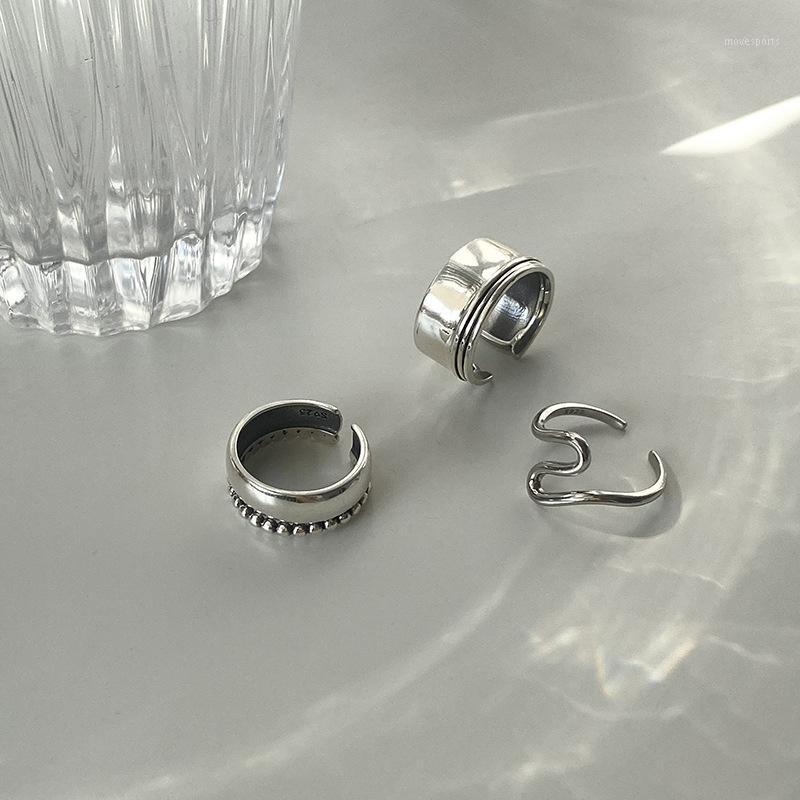 

Cluster Rings Silvology 925 Sterling Silver Glossy Vintage Side Bead Japan Korea Curve Minimalist For Women Fashionable Jewelry1