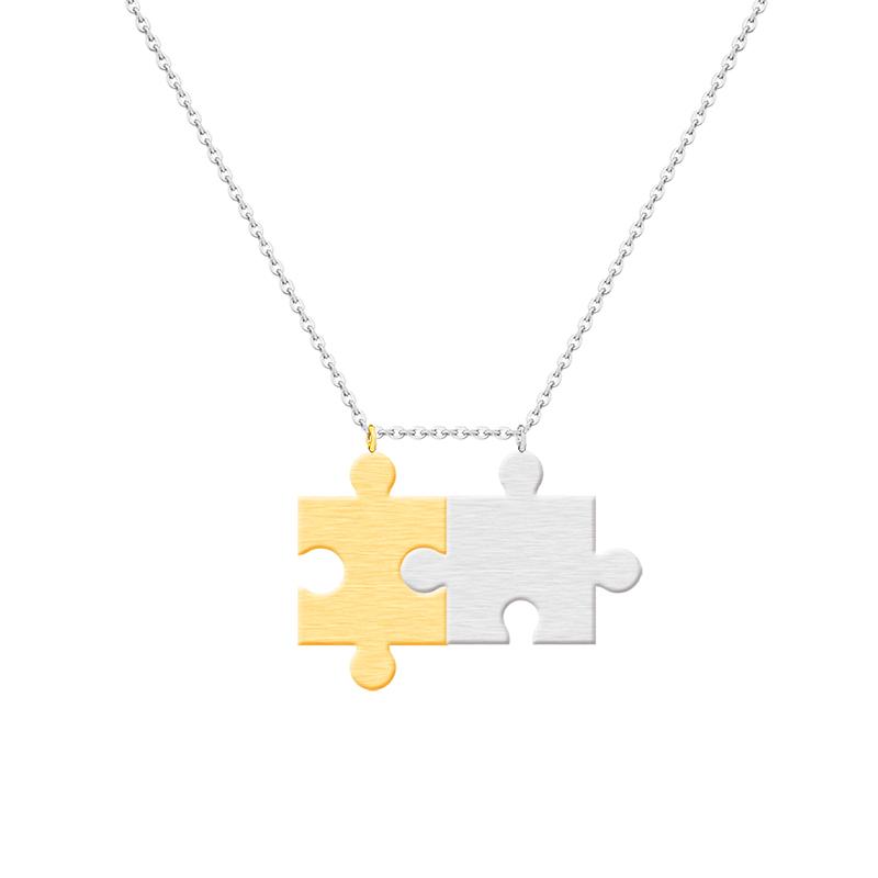 

Pendant Necklaces Metal Puzzle Gold Color Bronze Couples Friends Gift Two Pieces My Necklace For Girl And Men Jewelry Accessories