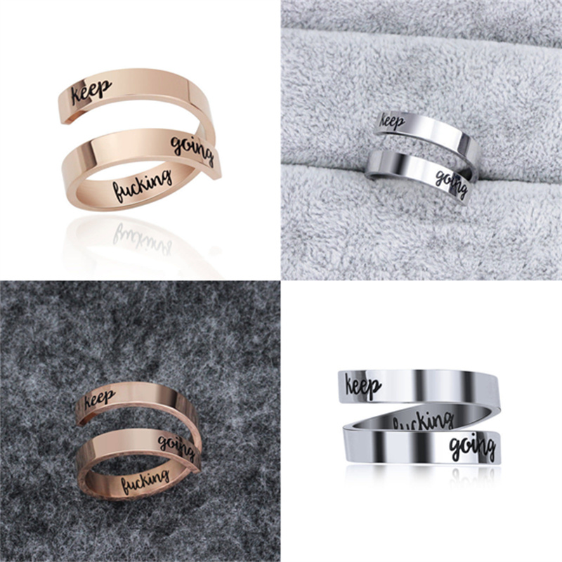 

2021 Band Rings modish ornament Keep Fucking Going Double ring with lettering